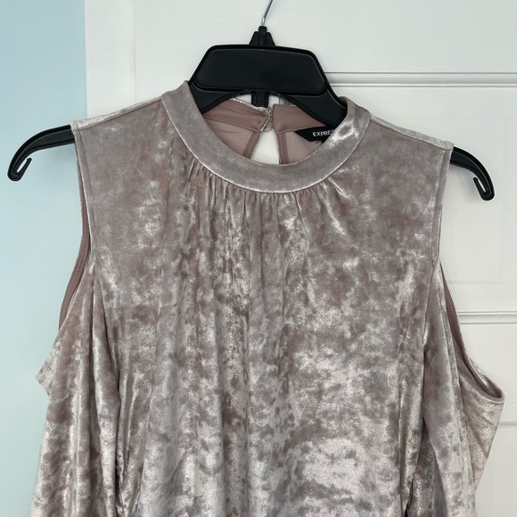 Express Crushed Velvet Cold Shoulder Dress - Picture 2 of 9